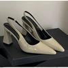 Sandales Pointues pour le Bureau et les Trajets Quotidients Femmes Talons Hauts Été Nouveau Style Semelle en Caoutchouc Tige en Polyuréthane Élégant S'accorde avec N'importe quelle Tenue