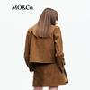MO&Co. Cropped Suede-Look Collared Jacket