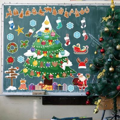 Christmas Decoration Paper Christmas Wall Sticker with Dotted Adhesive Sticker for Kid Room Nursery Classroom Decoration