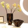 Black Glass Vase Crack Water Ripple Flower Pot Floral Arrangement Accessories Flowerpot Terrarium Room Decoration Accessories