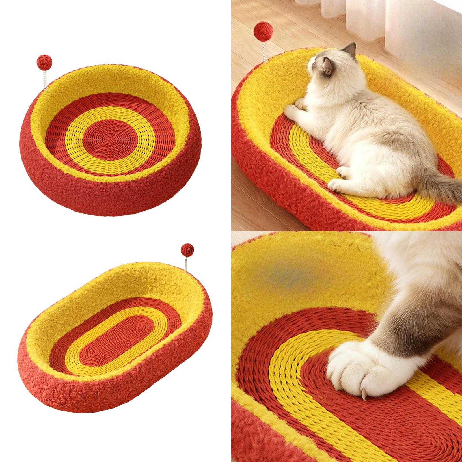 

Large Cat Scratch Board Sisal Rope Cat Scratcher Pad Sofa Shield Cat Bed Toy for Indoor Home Furniture Protection oval