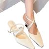 Thin Heel Wedding Shoes for Bride Women's Pointed Toe Bridal Shoes Cross Strap Wedding Heels Satin Prom Party Dress Pumps