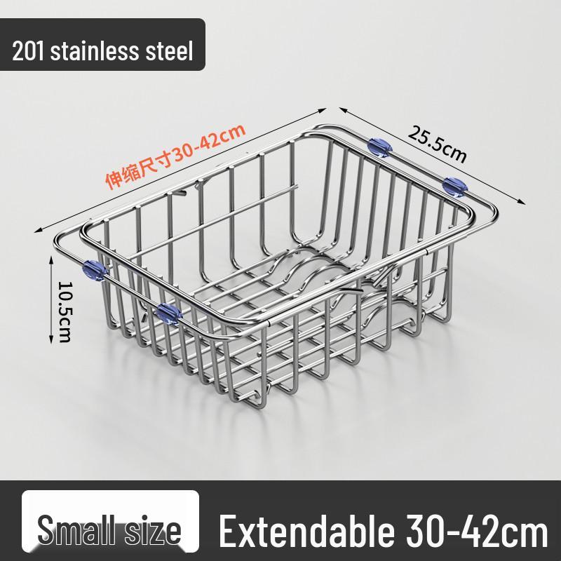 

Telescopic Stainless Steel Sink Rack for Draining, Washing, and Storage of Bowls, Dishes, and Vegetables.