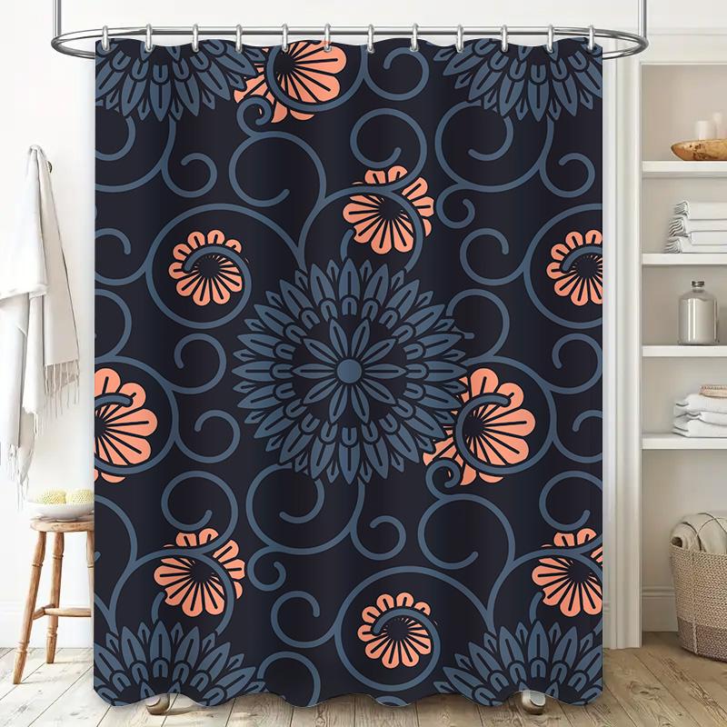 Blumenmuster Duschvorhang Dekor Wasserdicht Badezimmer Stoff Wandbehang Heimdekoration In Verschiedenen Farben Blaues Blumenmuster