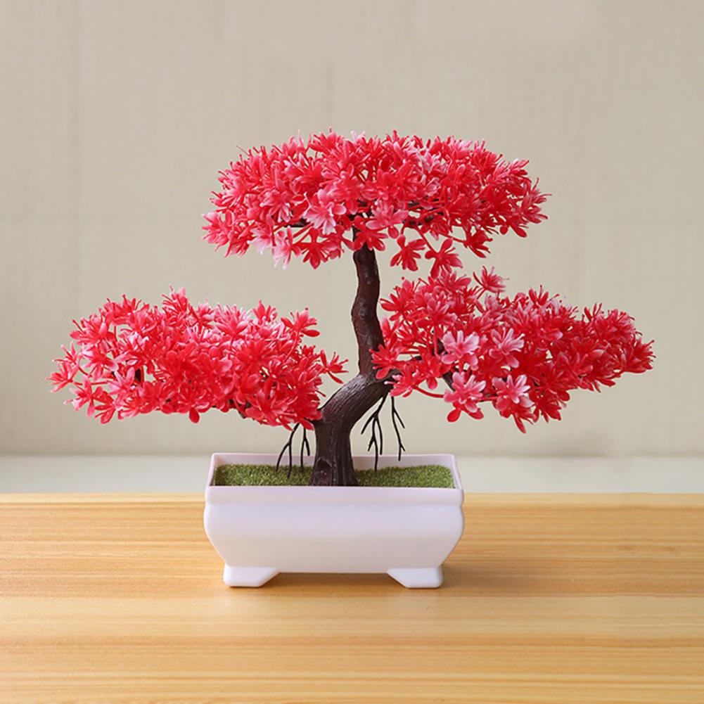 Tabletop Colored Faux Mini Pine Tree-Artificial Potted Plant for Home Office Store Display Plastic Low-Maintenance Indoor Decor