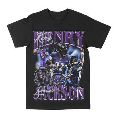Lamar Jackson Henry Ravens Football Player Unisex Cotton TShirt Streetwear Vintage Retro Style Black