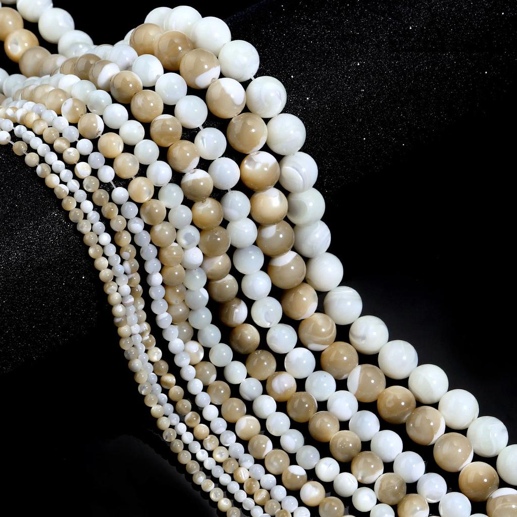 3 4 6 8 10mm Natural Shell Beads Mother of Pearl Trochus Shell Round Loose Beads For Jewelry Making DIY Necklace Accessories