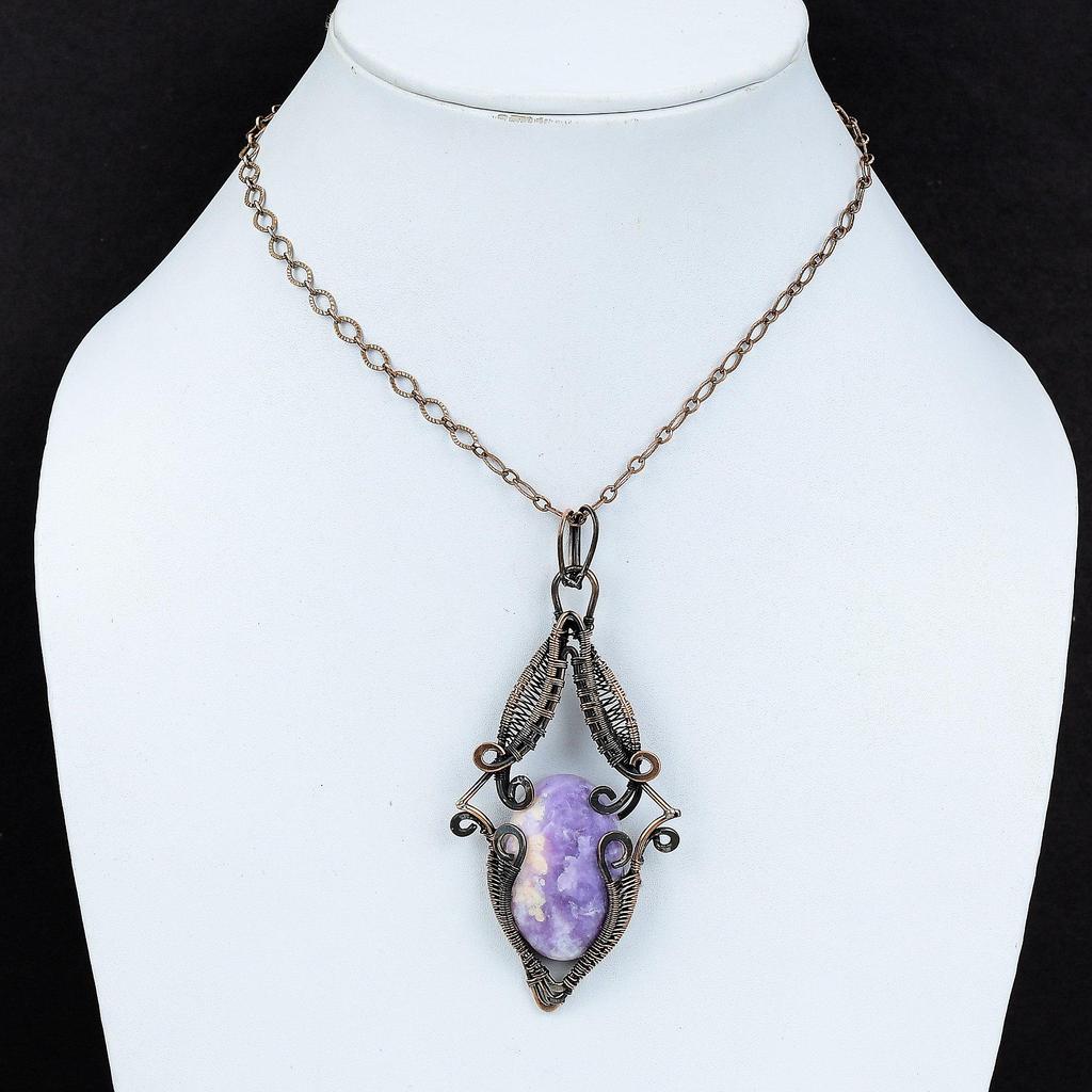 Lepidolite Pendant Copper Wire Wrapped Pendant Gemstone Jewelry Designer Pendant Gift For Engagement Copper Jewelry Handmade Antique Pendant