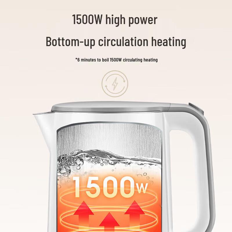 Supor 1.5L 316 Stainless Steel Electric Kettle CN Plug (adapter Included)