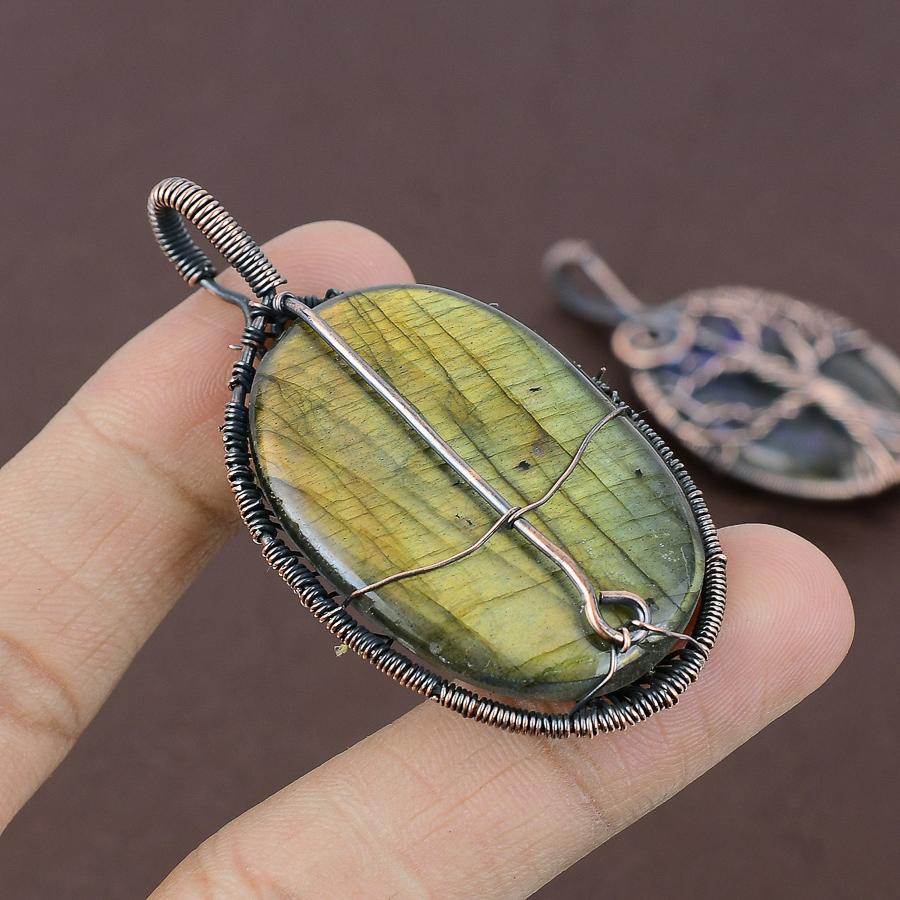 Tree Of Life Multi Labradorite Copper Wire Wrap Jewelry Pendant 2.56" M2A12
