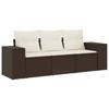 Vidaxl 3-Cz. Conjunto de Salón para Jardín, Cojines, Marrón, Poliratán