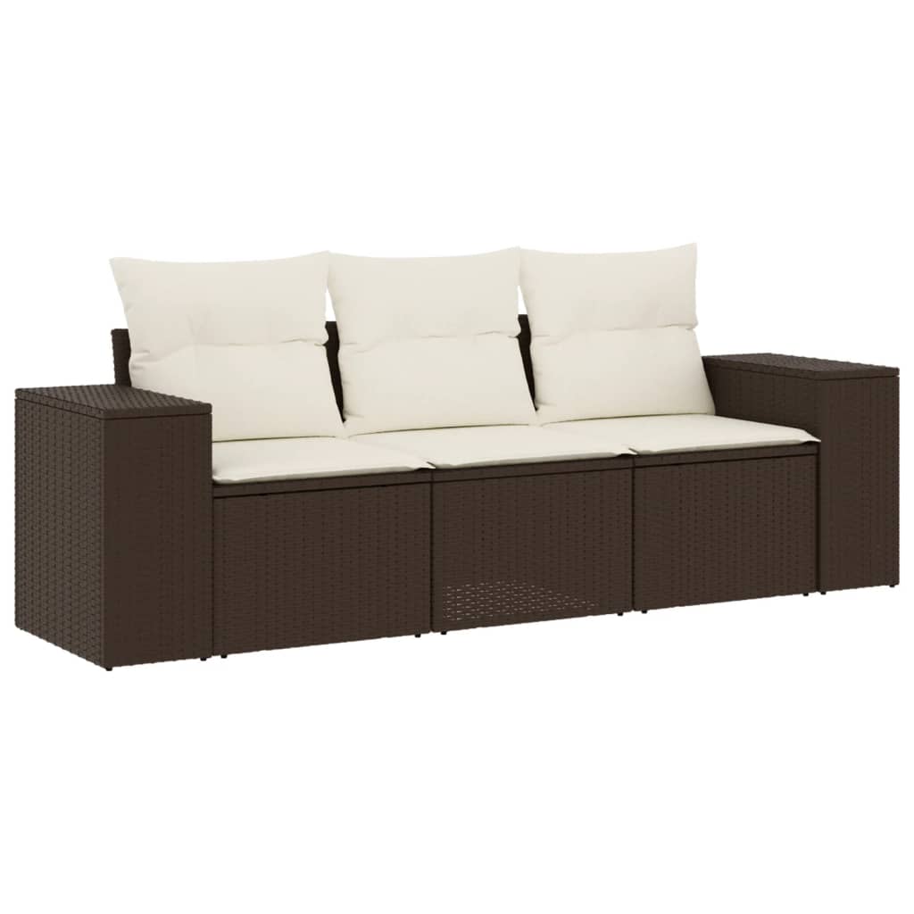 Vidaxl 3-Cz. Conjunto de Salón para Jardín, Cojines, Marrón, Poliratán