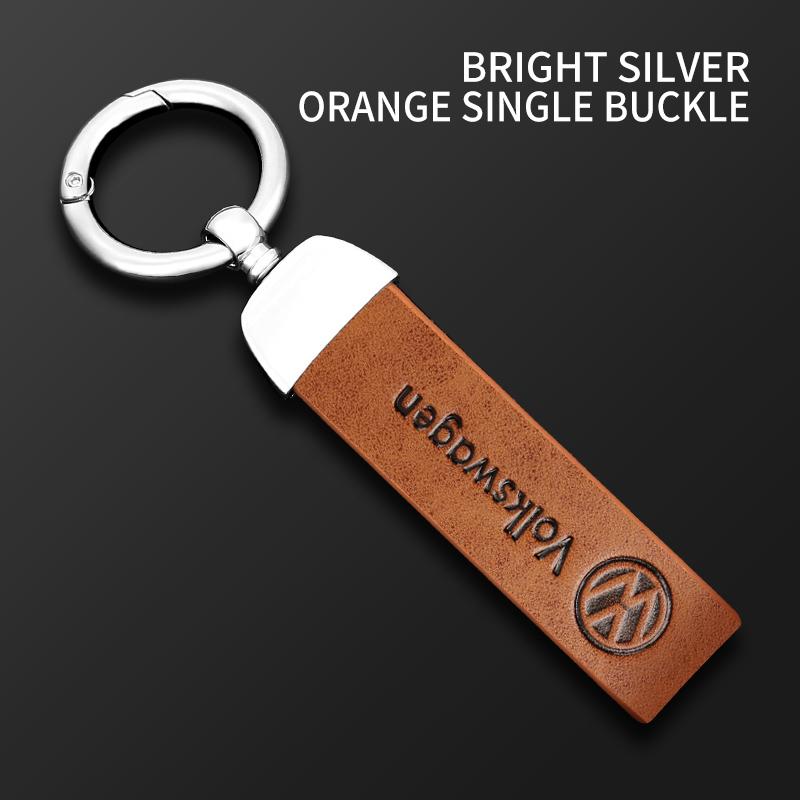 Volkswagen Car Emblem Cowhide Keychain Key Holder For VW Golf Amarok T5 Phaeton GTI Teramont ID3 Tiguan Passat b6 Key Ornaments BO0