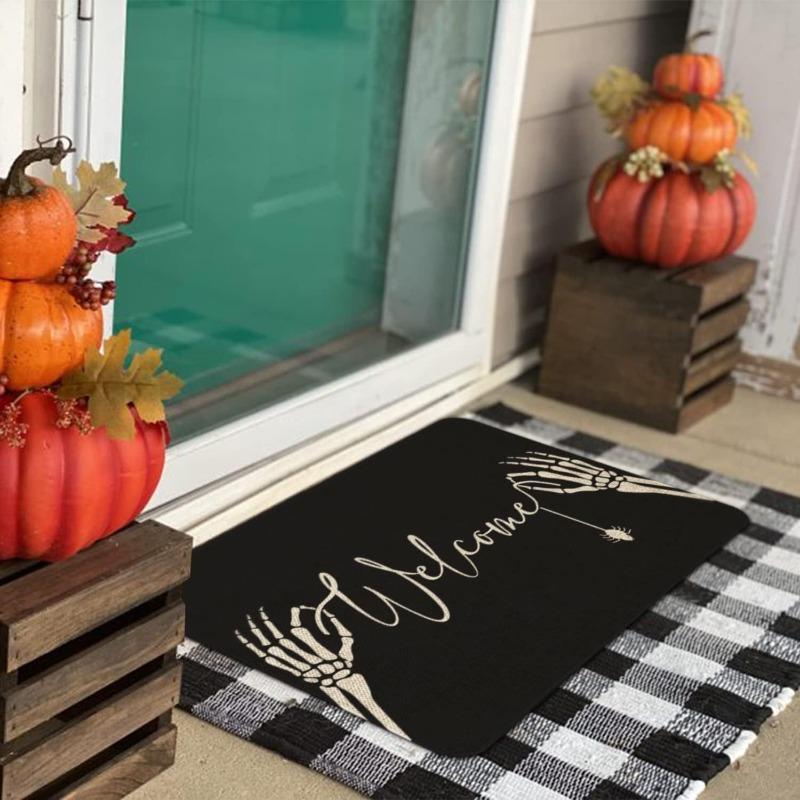 Halloween Scary Multi-Design Ghost Pumpkin Print Welcome Carpet Mat Rug Skull Bat BOO Non-Slip Indoor Outdoor Home Decoration