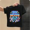 Funny Six Seven Italian Brainrot 67 Number Graphic Print TShirt BoyGirl Summer Short Sleeved Kids Loose Comfortable Tshirt Top