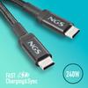 NGS KNOT 240W-2 : câble USB C vers Type-C de 2 m de long pour une charge rapide des appareils jusqu'à 240 W. Nylon tressé. Haute com