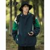 JEEP SPIRIT Loose Fit Color-block Hooded Windbreaker Jacket