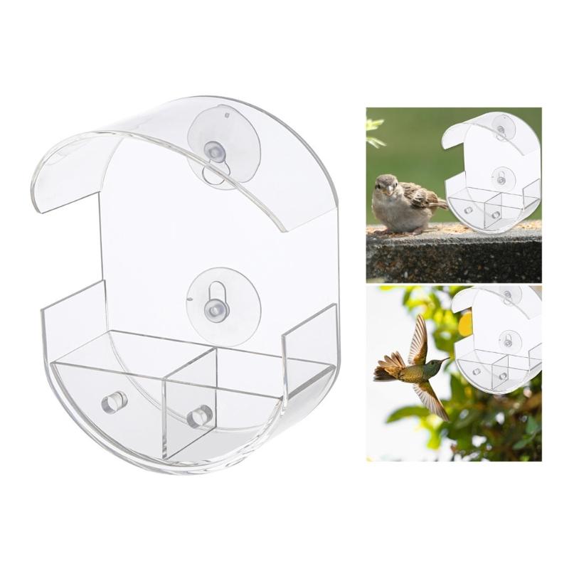 Acrylic Transparents Bird Feeders Parakeets Cage Birds Feeders Antiskid Stand for Feeding and Observing Birds