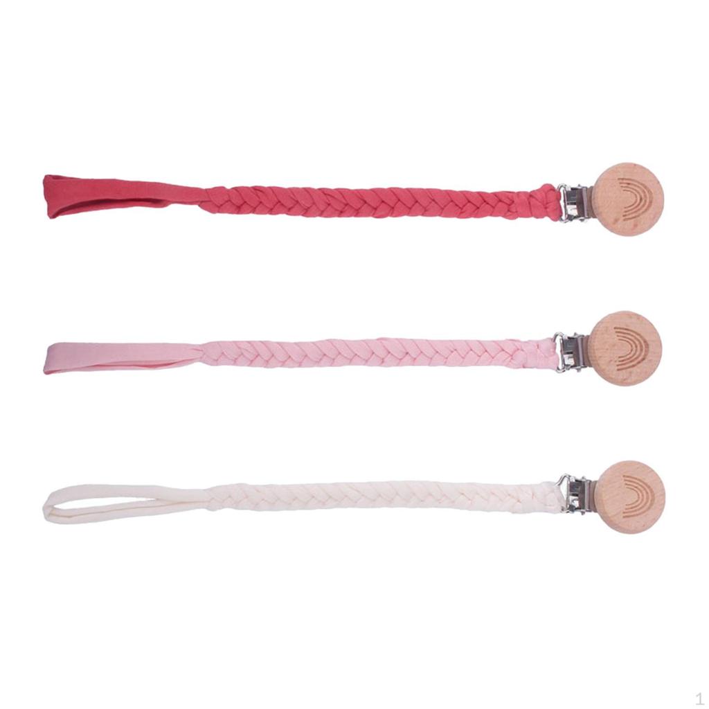 3 Pieces Pacifier Clip Beech Universal Chain for Family Girls Boys Toddler