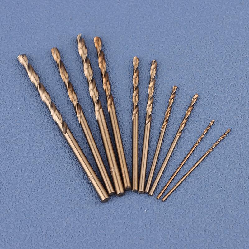 10Pcs/Set Hss M35 Cobalt Drill Bits 1-3Mm For Metal/Stainless Steel - High-Speed Steel Cobalt Coated Drill Bits With Enhanced