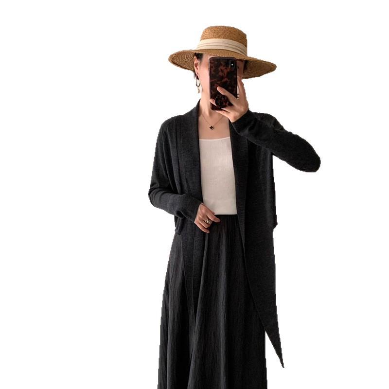 Women's Premium 100% Wool Knit Draped Cardigan - Simple, Versatile, High-Waisted, Short, Tie-Up, Lightweight Outerwear