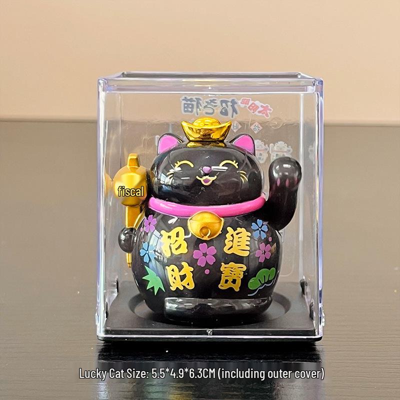 Solar-Powered Mini Maneki Neko: Cute Desktop Ornament & Housewarming Gift