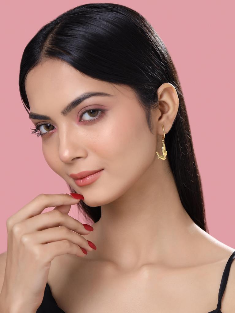 Kicky and Perky 925 Sterling Silver Gold Plated Bird Earring for Women