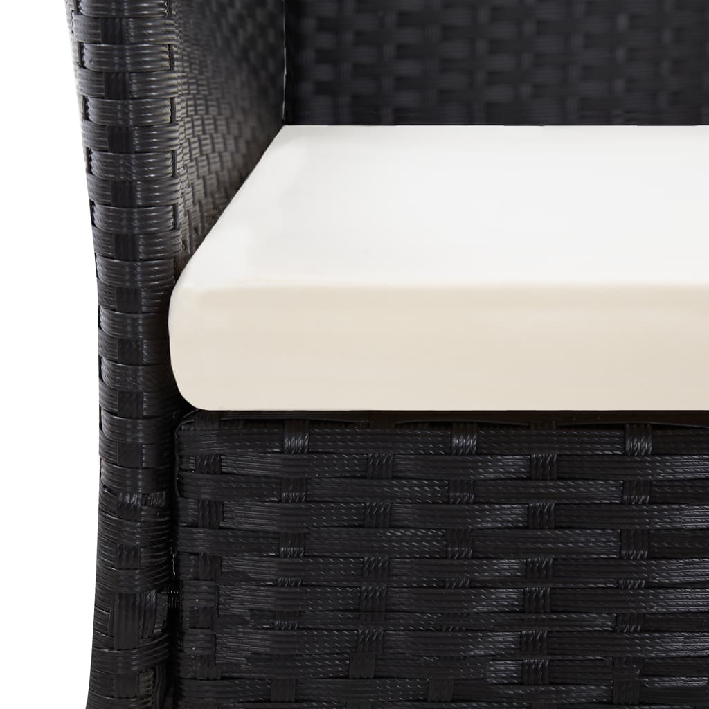 9 piece Garden Dining Set PE Rattan and Acacia Wood Black