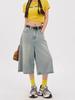 Women's High-Waisted Retro Wide-Leg Cropped Denim Pants - Summer 2025 Collection