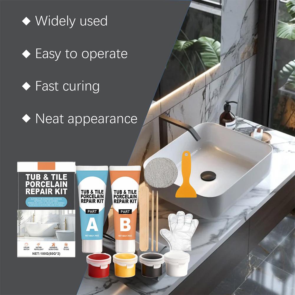 Fliesenreparatur-Set Paste Fliese Keramik Porzellan Reparatur Marmorboden Toilette Waschbecken Riss Schaden Bruch Fuge Reparatur Set