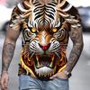 Tiger Print T-Shirt 3D Animal Men's Shirts Summer Short Sleeved Male Pullover Oversized T-shirts Casual Tops Tees Men Clothing