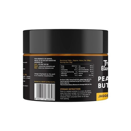 True Elements Peanut Butter Creamy Jaggery 350Gm By True Elements - Clean Protein, Peanut Butter For Fitness, Unsweetened, Creamy