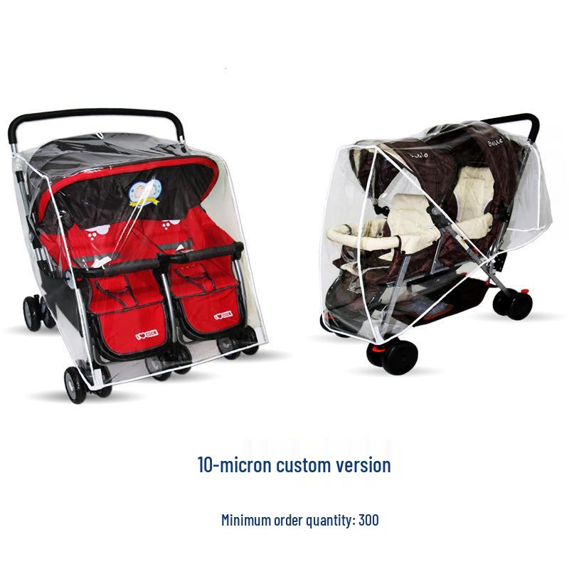 Universal Windproof Twin Stroller Rain Cover for Double Seat Pushchair