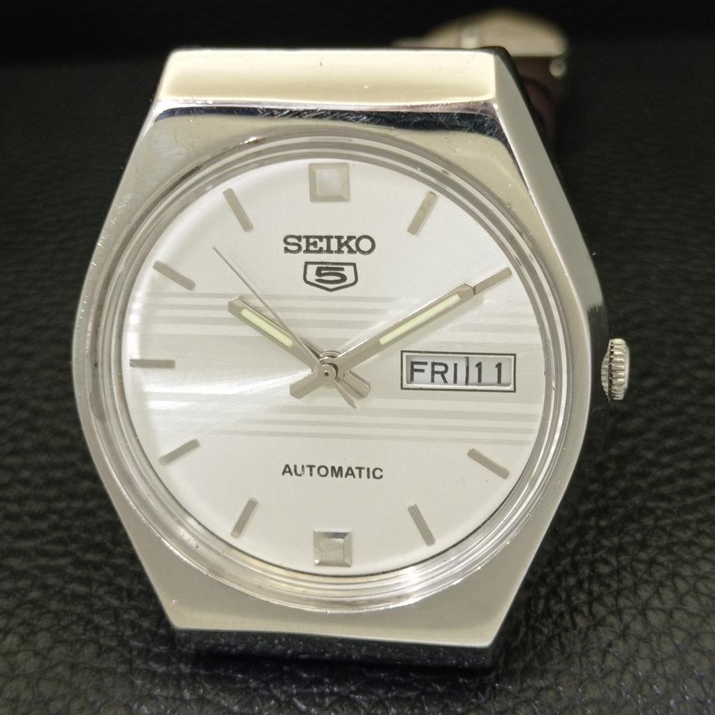 SEIKO 5 AUTOMATIC JAPAN 6309A MENS VINTAGE SILVER COLOR DIAL WATCH a701377-5 R206a-a701377