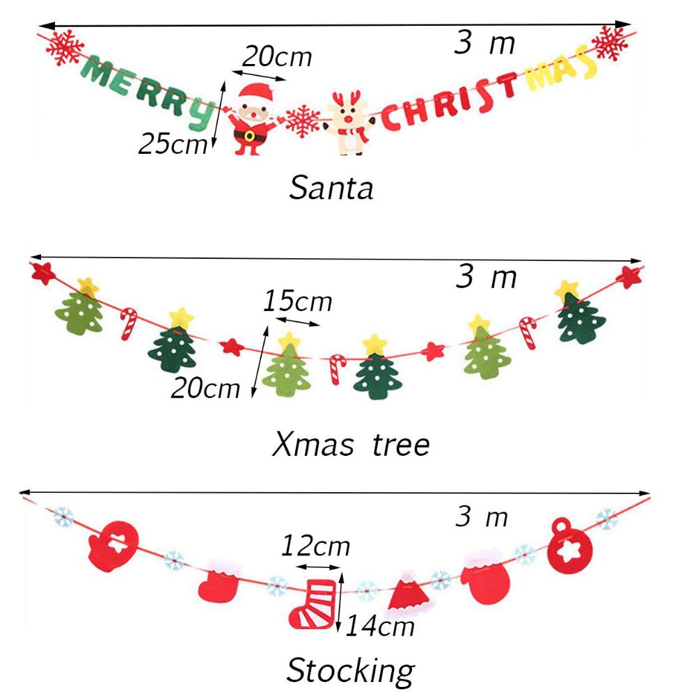 Fabric Xmas Ornaments Hanging Banner Christmas Decoration Party Supplies Christmas Pull Flag