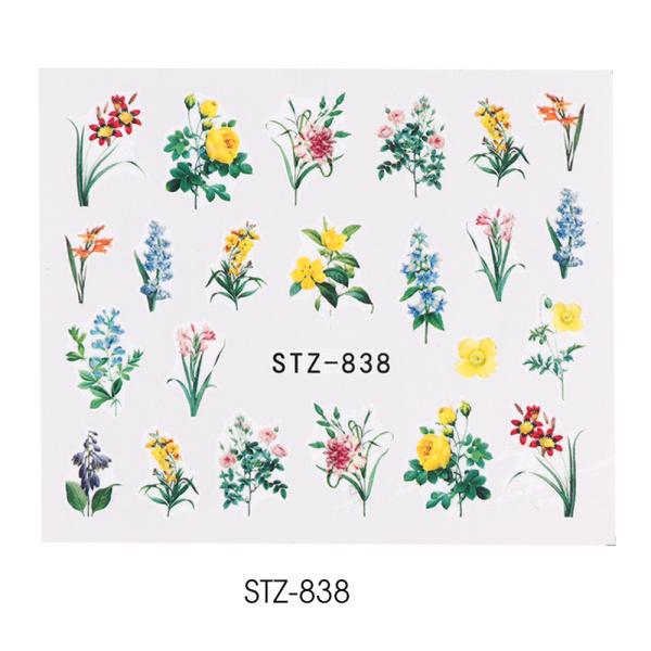 Water Nail Decal and Sticker Flower Leaf Tree Green Simple Summer Slider for Manicure Nail Art Watermark Tips