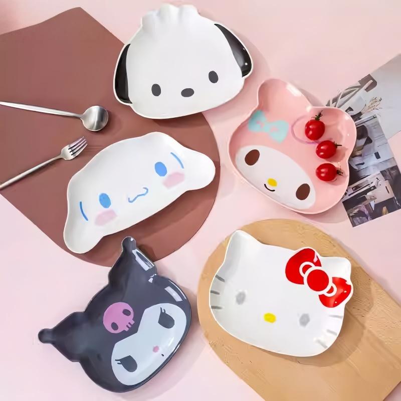 For Sanrio Dinner Plate Irregular Cartoon Bread/Dessert Plates Cute Kuromi Shaped Saucer for Children Home Tableware for Gifts