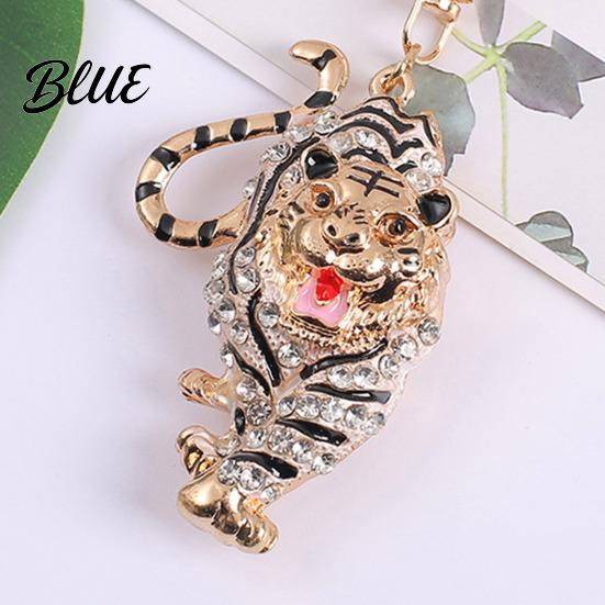 Oxidation-resistant Keychain Pendant Sparkling Rhinestones Tiger Shape Charm Key Strong