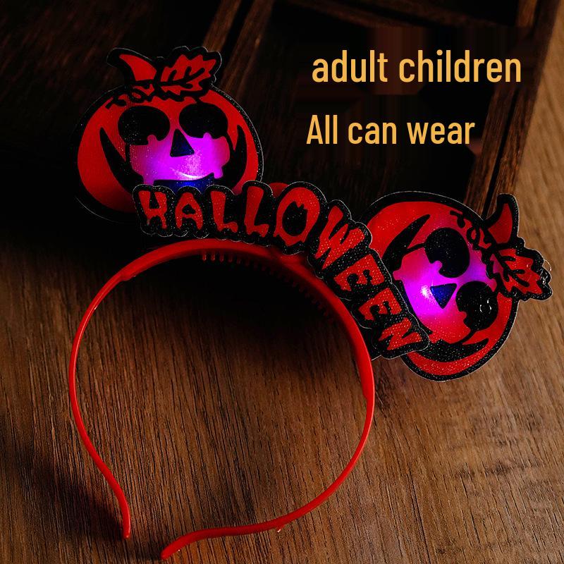 Svítící Halloweenská Dýně s Čertovskými Rohy Čelenka pro Koncerty a Večírky