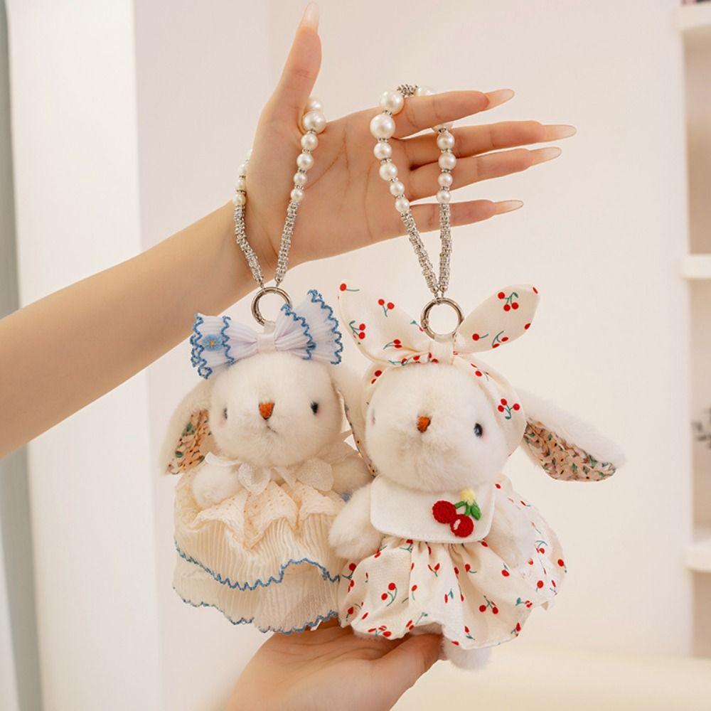Bowknot Drooping Ear Rabbit Pendant Plush Stuffed Bag Hanging Pendant Plush Rabbit Keychain  Unisex
