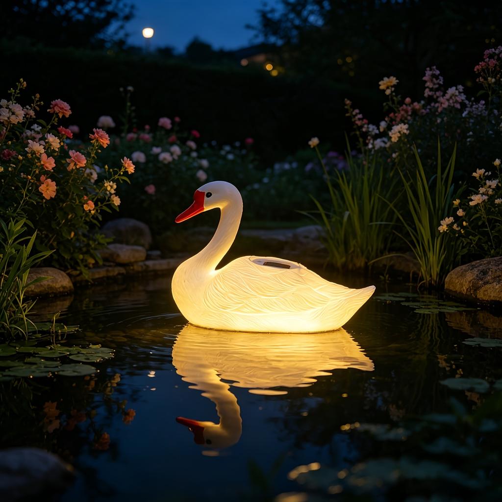 Solar Floating Animal Pool Lights, Waterproof LED Floating Swan Duck Crocodile Light, Solar Powered Floating Lamp for Pond Pool Garden Water Decor