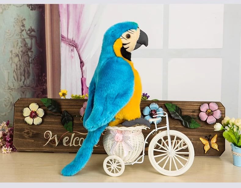 [Qingyun LEE] Plush Toy, Parrot, Realistic, Bird, Stuffed Toy, Gift, Huggable Pillow, Parrot, Plush, Fluffy, Cute, Blue