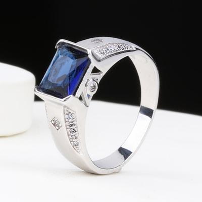 Luxury Men Ring 925 Sterling Silver SAPPHIRE Wedding for Bridegroom Engagement Jewelry Accessories Rhinestone Ring for Party
