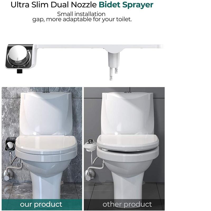 Toilet Bidet Bathroom Intelligent Non‑Electric Cold Hot Water Toilet Bidet Sprayer Set With Double Nozzle