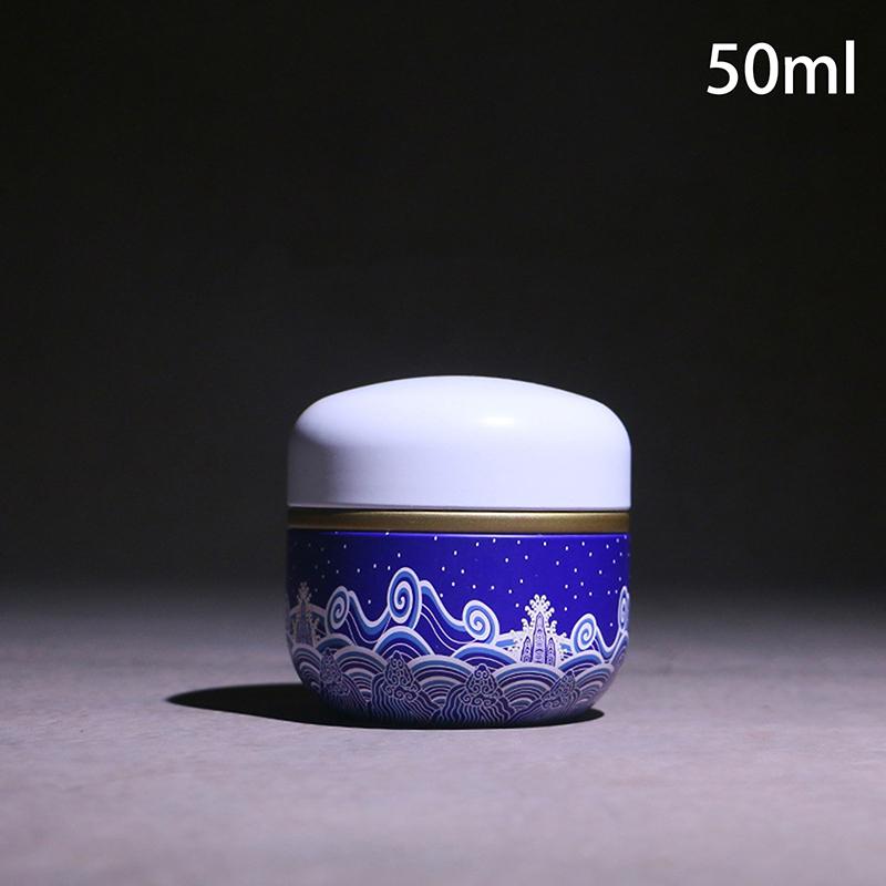 Mini Exquisite Prints Tea Tin Double Cover Tea Storage Container Portable Chinese Style Tea Can Universal Home Kandy Spices Can