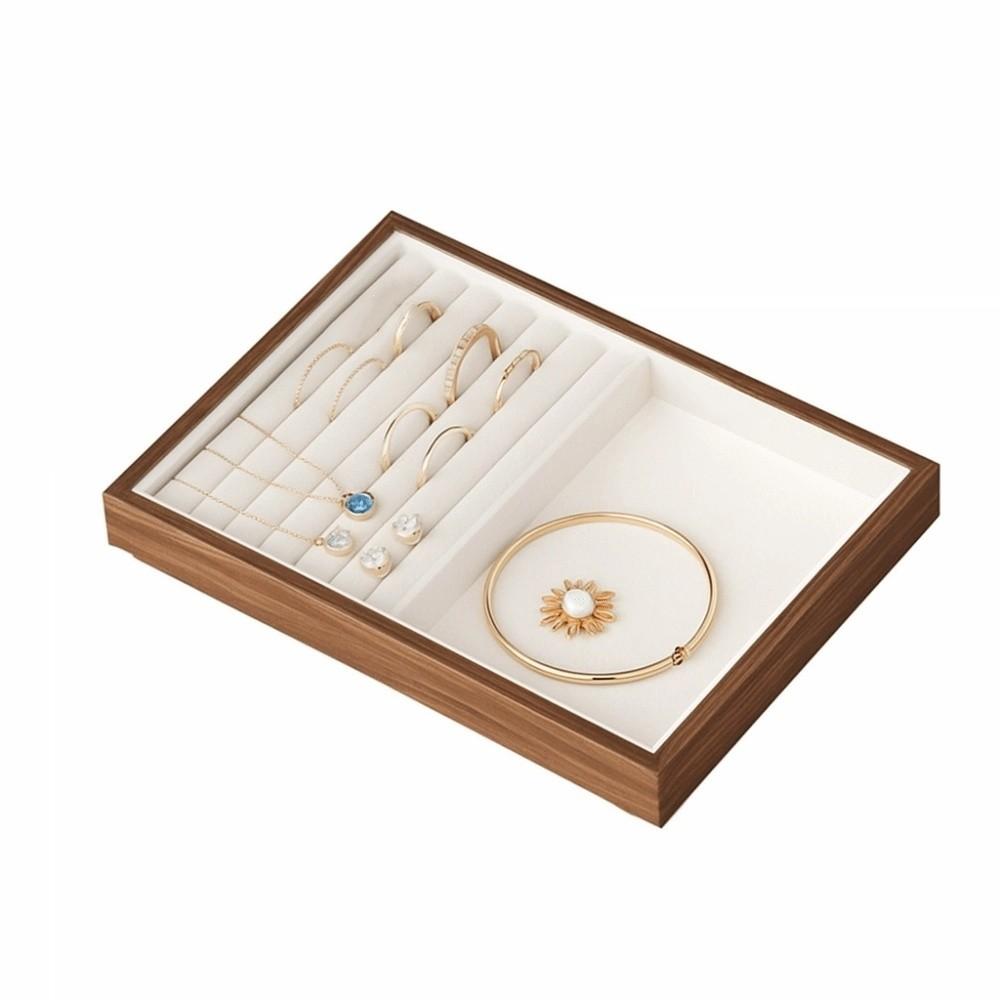Velvet Ring Earring Holder 28 Grids Jewelry Display Tray Convenient Wood Rings Tray  Home