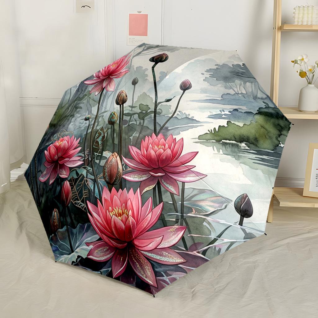 Forest Floor Elegance Automatic Umbrella Folding Umbrella with 8 Ribs Sturdy Construction All-Season Travel Elegant Umbrella Spiritual Gift