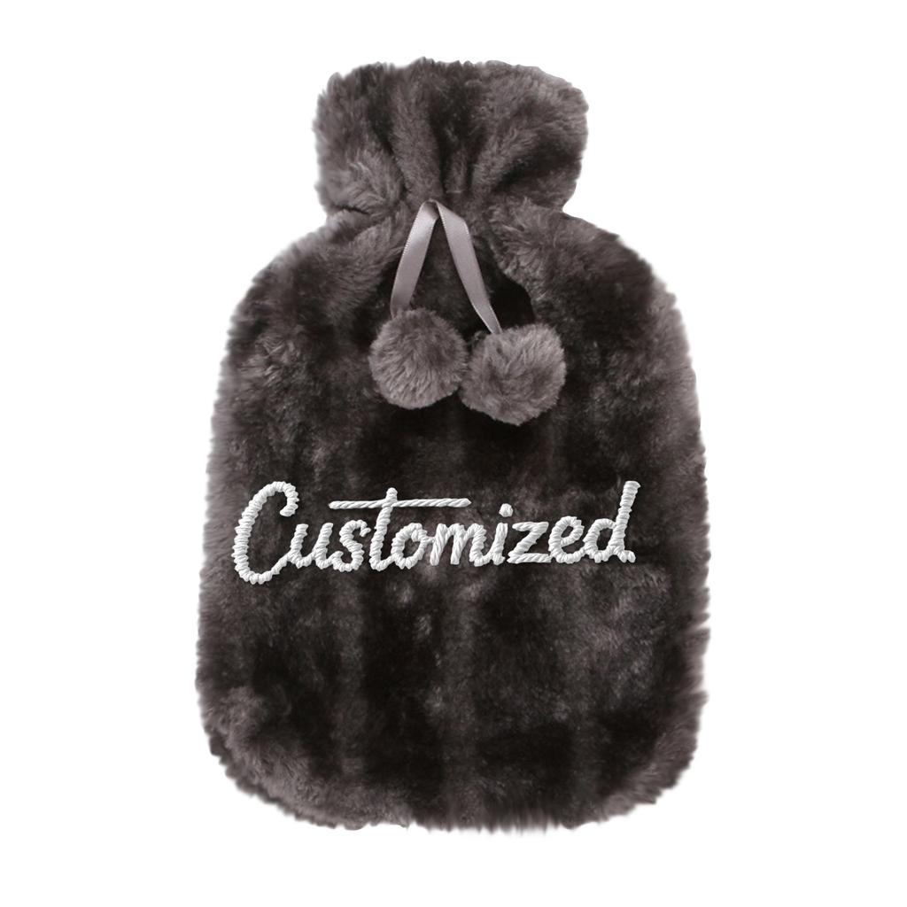 Personalized Custom Embroidered Text BS Rubber Hot Water Bottle Plush Cloth Cover Imitation Cloth Cover Hand Warmer Hot Water Bottle