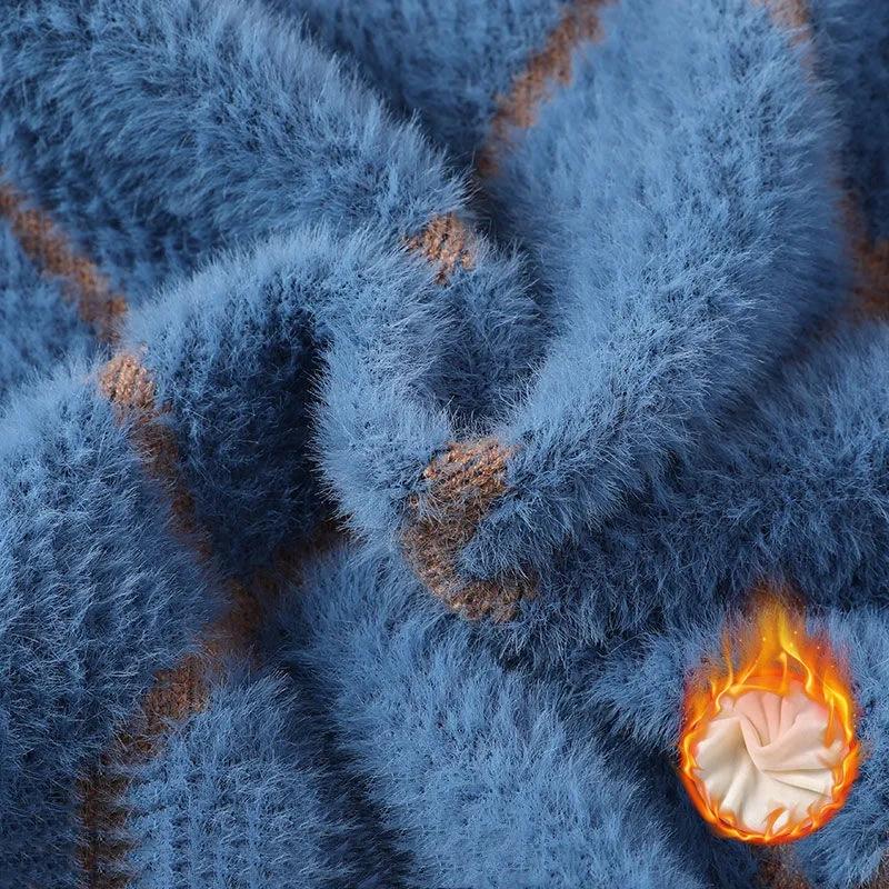 Boys' Sweater with Fleece Children's Faux Mink Velvet Sweater Autumn and Winter Pullover for Boys