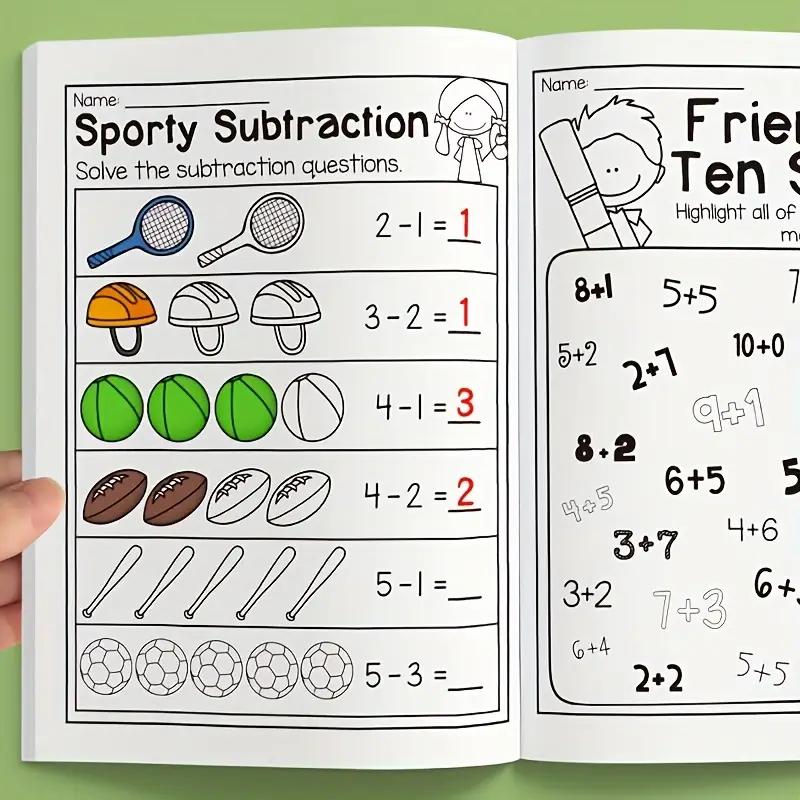 Addition & Subtraction Workbooks for Kids - Math Practice Activity Books with Color by Answer & Number Lines